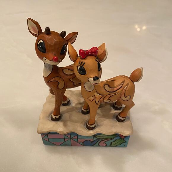Jim Shore Rudolph & Clarice Together Reindeer Figurine Light Up Nose 4034894 - Picture 2 of 7